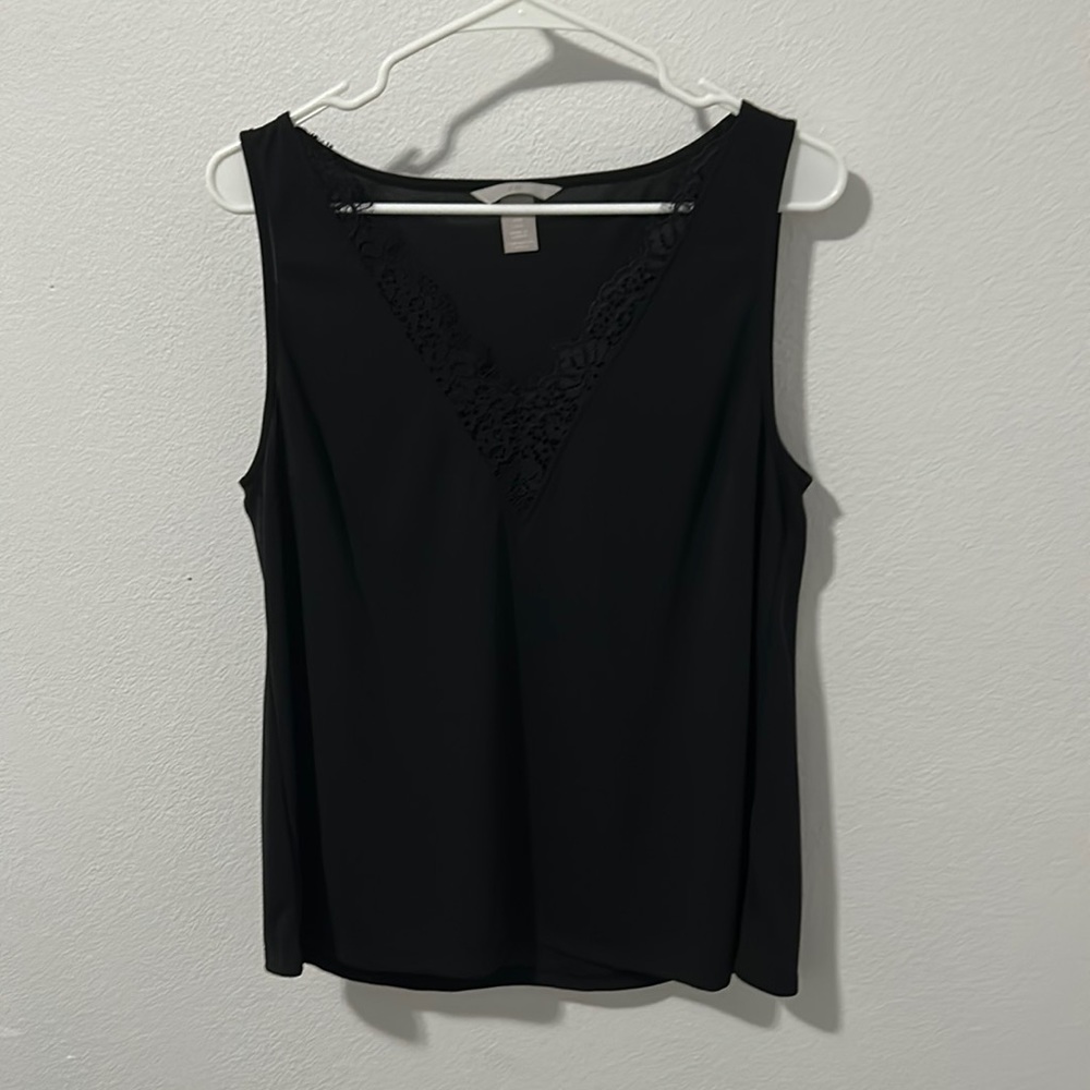 H&M Black Lace V Neck Blouse